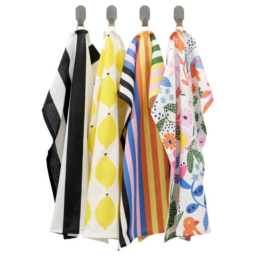 Colorful Printed Kitchen Tea Towels - Stripes, Lemons & Floral